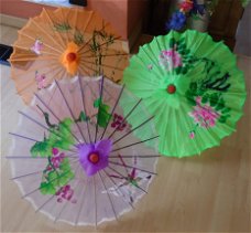 PARASOL OOSTERS VOILE 3 stuks oranje, paars en groen