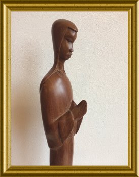 Oud houtsnijwerk : Madonna, houten beeldje - 1
