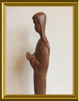 Oud houtsnijwerk : Madonna, houten beeldje - 3