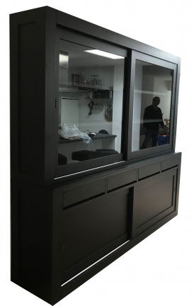 Winkelkast Diemen zwart - zwart strak design laden greeploos 240cm breed - nr. 1