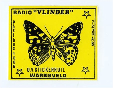 Y033 Radio Vlinder Warnsveld / sticker - 1