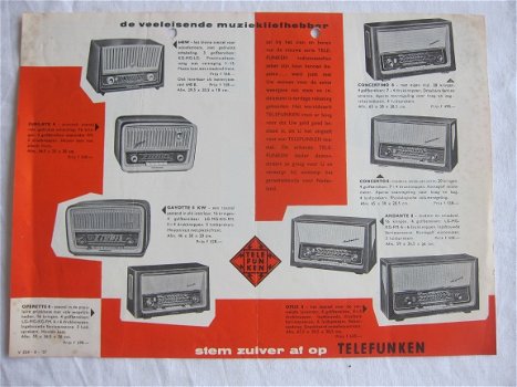 Antieke TELEFUNKEN buizenradio TV / grammofoon folder 1957 (D127) - 1