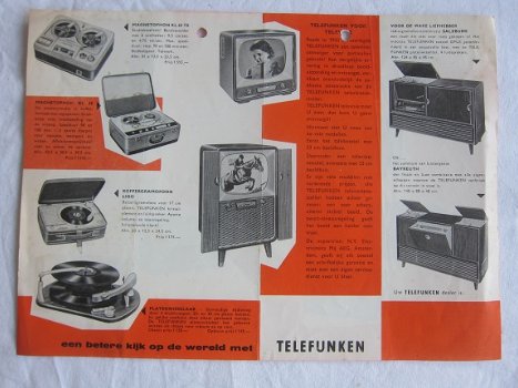 Antieke TELEFUNKEN buizenradio TV / grammofoon folder 1957 (D127) - 2