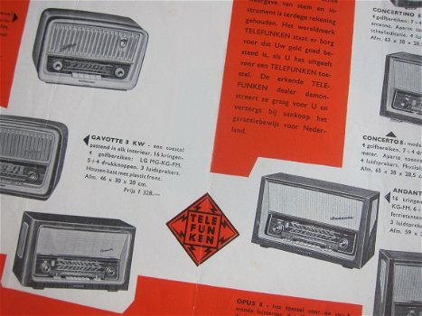 Antieke TELEFUNKEN buizenradio TV / grammofoon folder 1957 (D127) - 5