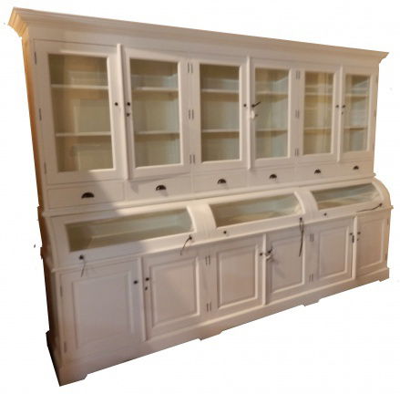 Landelijke white wash kast 300 x 50/35 x 210cm bolle kleppen - nr. 1