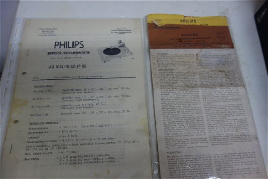 PHILIPS Pick-up uit 1958 AG 1024 handleiding en serviceboek (D276) - 0