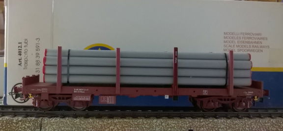 OS.KAR 4012.1 - Platte wagen met lading buizen - nr. 1