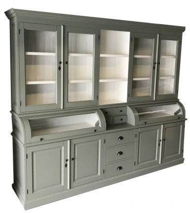 Buffetkast Bastiaan Engels groen - wit 260 x 50/35 x 210cm bolle kleppen - nr. 1