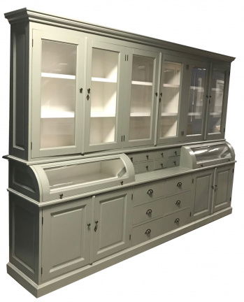 Buffetkast Bastiaan Engels groen - wit 300 x 50/35 x 210cm bolle kleppen - nr. 1