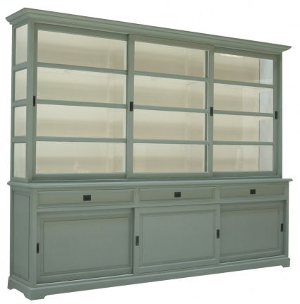 Buffetkast Borssele Engels groen - wit 300 x 50/40 x 240cm - nr. 1