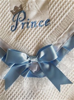 Doop deken doopdeken doopkleed prince wit blauw - 3