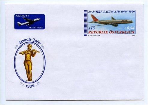 Z027 Envelop met opgedrukte postzegel van Johann Strauss - 1