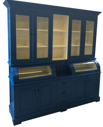 Buffetkast Bastiaan blauw - wit 210 x 50/35 x 210cm bolle kleppen - nr. 1