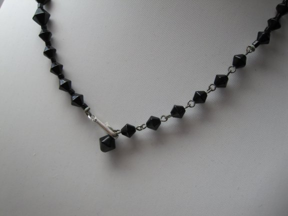 Ketting zwart en transparante glaskralen 35.5-42 cm - Afbeelding 3