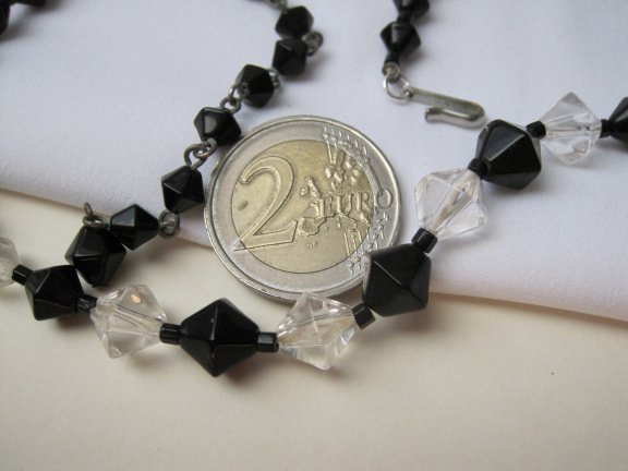 Ketting zwart en transparante glaskralen 35.5-42 cm - Afbeelding 4