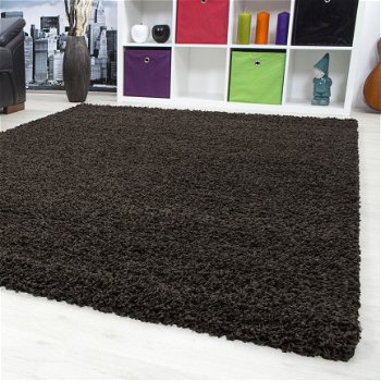 Hoogpolig shaggy tapijt Zwart 60 x 110 cm t/m 300 x 400 cm - 1