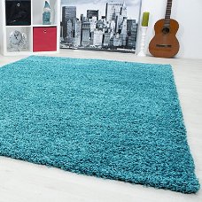 Hoogpolig shaggy tapijt Turquoise 60 x 110 cm t/m 300 x 400 cm