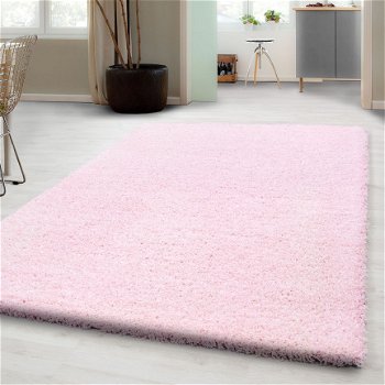 Hoogpolig shaggy tapijt Lichtroze 60 x 110 cm t/m 300 x 400 cm - 1