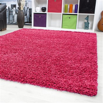 Hoogpolig shaggy tapijt Roze 60 x 110 cm t/m 300 x 400 cm - 1