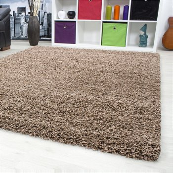 Hoogpolig shaggy tapijt Koffie 60 x 110 cm t/m 300 x 400 cm - 1