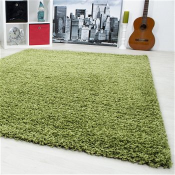 Hoogpolig shaggy tapijt Groen 60 x 110 cm t/m 300 x 400 cm - 1