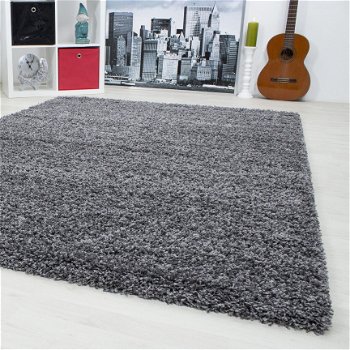 Hoogpolig shaggy tapijt Grijs 60 x 110 cm t/m 300 x 400 cm - 1