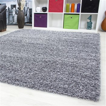 Hoogpolig shaggy tapijt Lichtgrijs 60 x 110 cm t/m 300 x 400 cm - 1