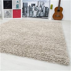 Hoogpolig shaggy tapijt Beige 60 x 110 cm t/m 300 x 400 cm