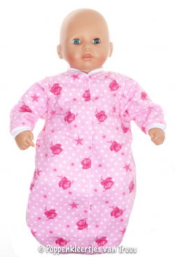 Annabel 36 cm Roosjes slaapzak met mouwtjes