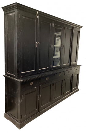 Buffetkast Stroe zwart - grijs 250 x 50/40 x 210cm dichte zijdeuren - nr. 1