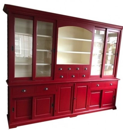 Buffetkast Driel rood - wit 300 x 50/40 x 230cm - nr. 1