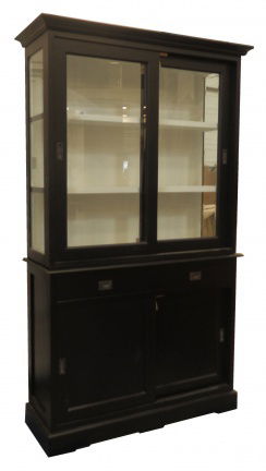 Zwarte vitrinekast 120cm breed aan de zijkanten glas - nr. 1
