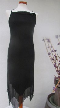 12-2732 Prachtige Zwarte Cocktail jurk Maat M - 1