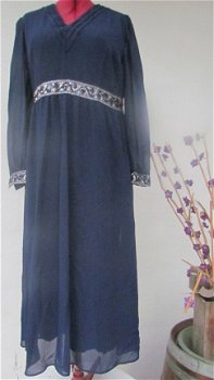 12-2193 Prachtige donker Blauwe Avond jurk Maat L - 1