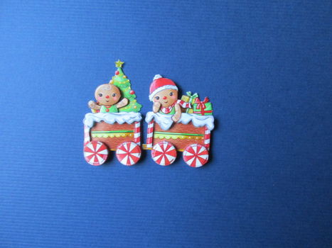 ky203 KERST Yvonne 3d plaatje, wagons / poppetjes - 1