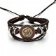 Aum mantra armband van bruin gevlochten leer - 1 - Thumbnail