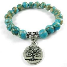 Turquoise Aqua armband met Levensboom