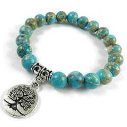 Turquoise Aqua armband met Levensboom - 2