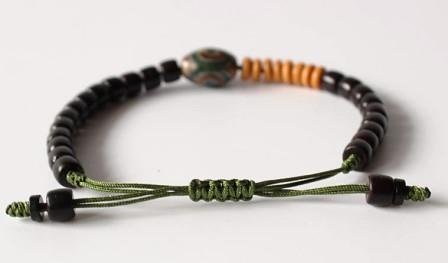 Tibetaanse armband met Dzi kraal en natuurlijke materialen - 4