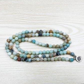 Amazoniet mala armband met Lotus bedel - 2