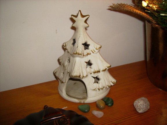 Kerstfragment, steengoed, boom wit met goud - Afbeelding 2