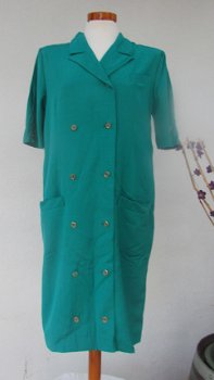 14-505 Prachtige Groene Vintage Jurk Maat M - 1