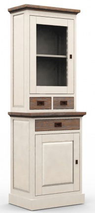 Buffetkast Rijssen wit laden en lijsten teak 70 x 40 x 200cm - nr. 1