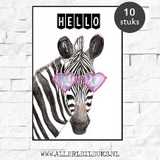 Posters hello zebra A4 - 10 stuks allerleileuks groothandel