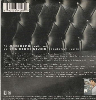 CD singel - Enrique - Addicted / One night stand - 2