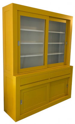 Buffetkast design soft close geel - wit 180 x 50/40 x 220cm