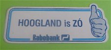 Sticker Hoogland is ZO(rabobank)