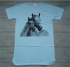 Meisjes BIG SHIRT Paard print  BLEU  maat 104