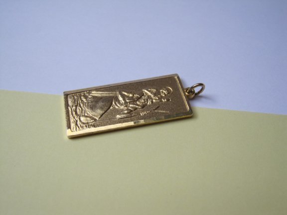 Kettinghanger goudkleurige beschermheilige Christophorus 2.9x0.9 cm - Afbeelding 4