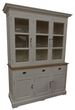 Buffetkast Winsum wit - wit 150 x 50/40 x 210cm teak blad - nr. 1